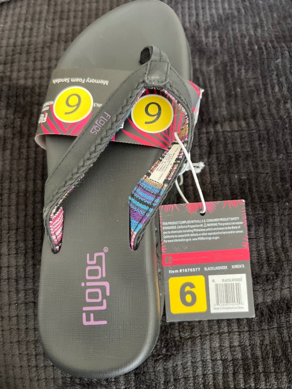 Size 6 black flip flops